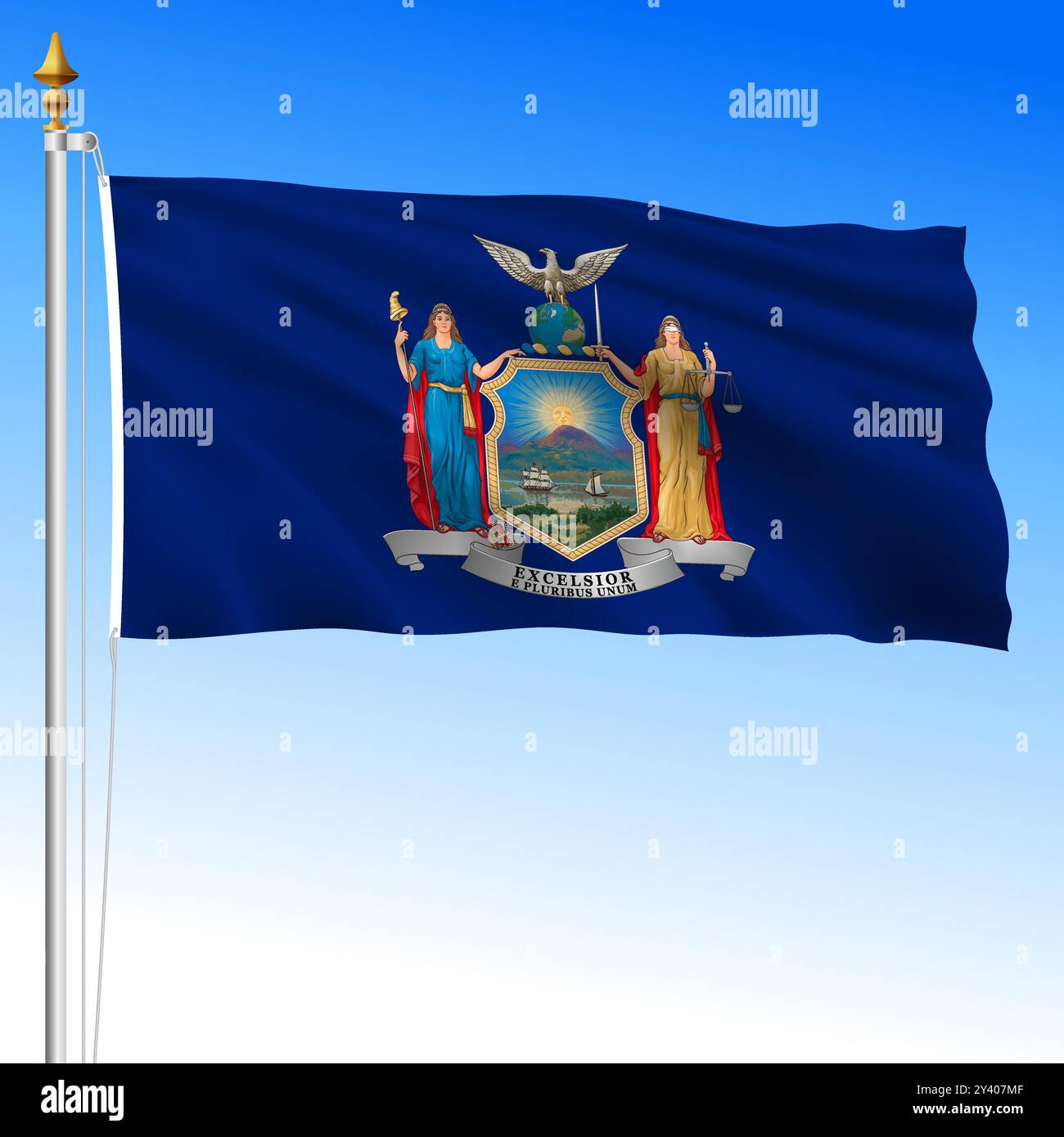 New York US Bundesstaat schwenkt Flagge, USA, Vereinigte Staaten, Vektor-Illustration Stock Vektor