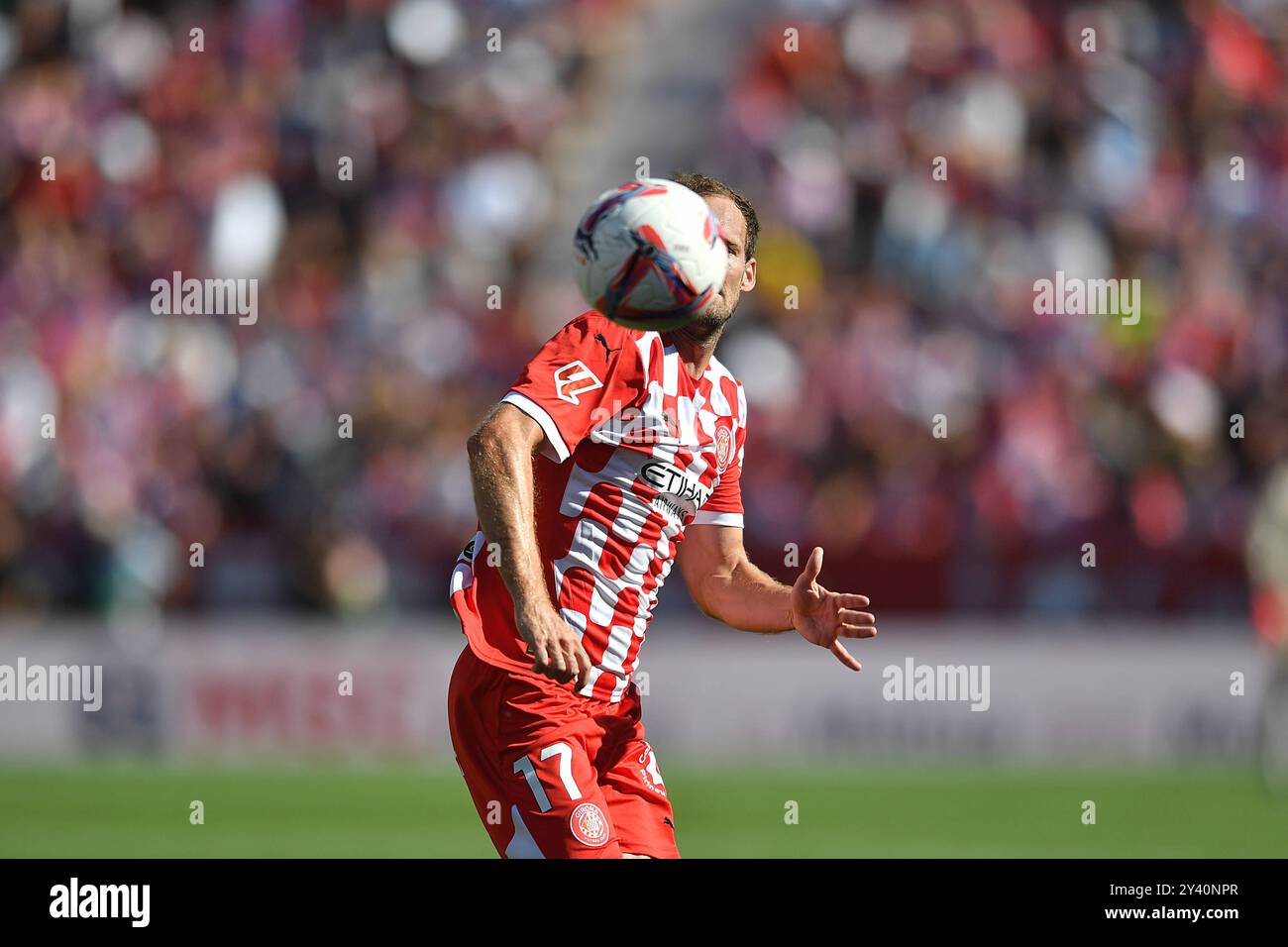 GIRONA FC gegen FC BARCELONA Montilivi Municipal Stadium. Girona. September 15,2024 GIRONA FC-FC BARCELONA Sep 15,2024 Blind 17 von Girona FC während des Spiels zwischen Girona FC und FC Barcelona, das dem 30 Tage der La Liga EA Sports im Stadtstadion Montilivi in Girona entspricht. Girona ESP Copyright: XS.xRosx Stockfoto