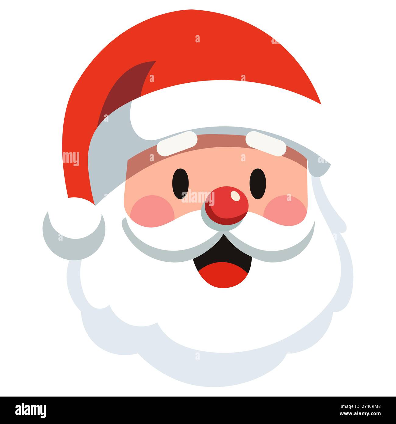 Cartoon Santa Claus Kopf oder Gesicht in flachem Stil. Vektorabbildung. Stock Vektor