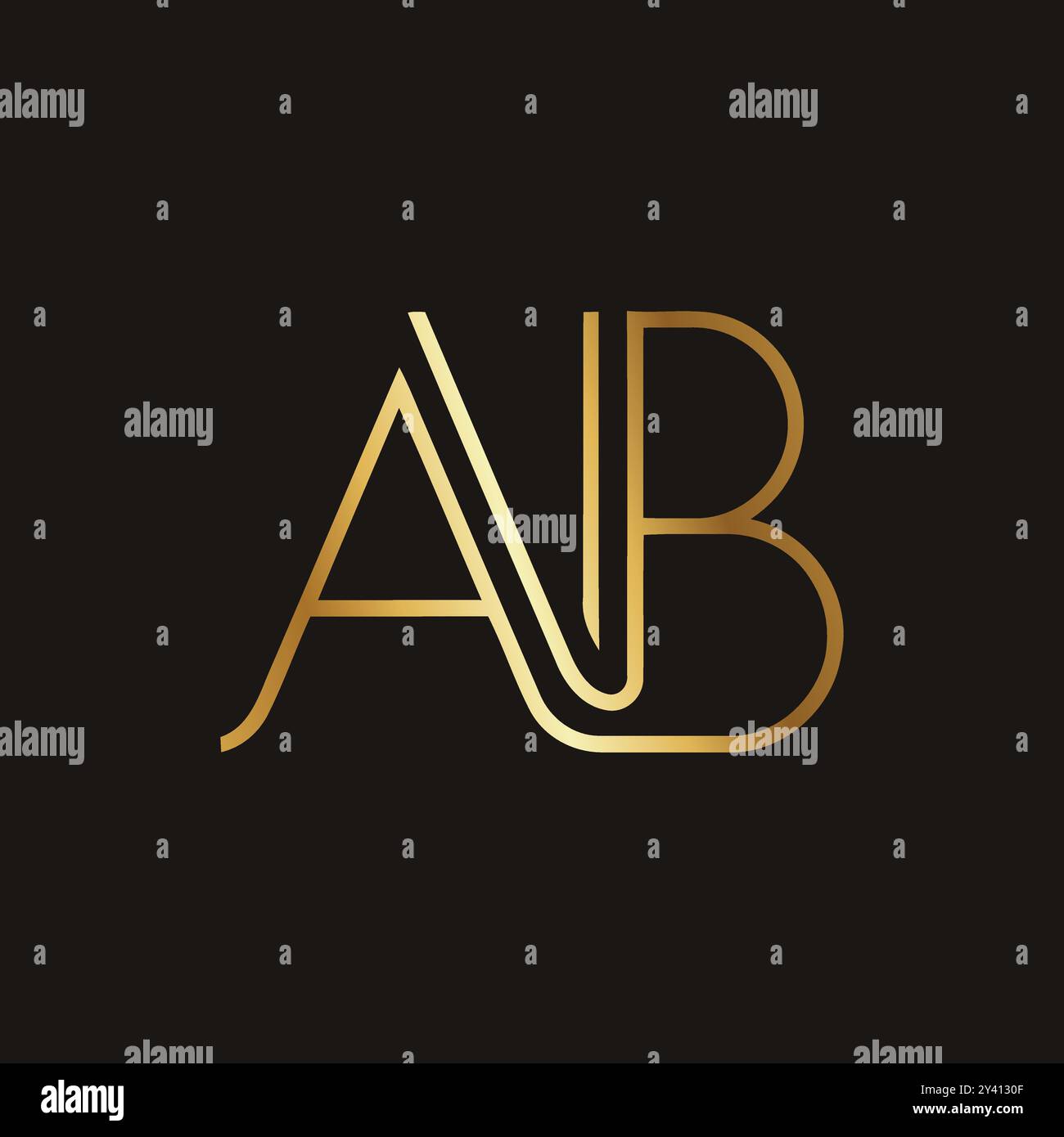 Ab-Logo mit goldenem Farbverlauf Stock Vektor