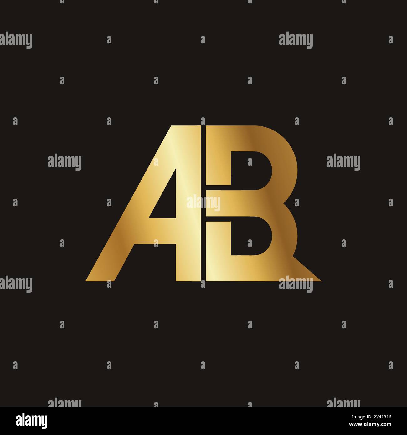 Ab-Logo mit goldenem Farbverlauf Stock Vektor