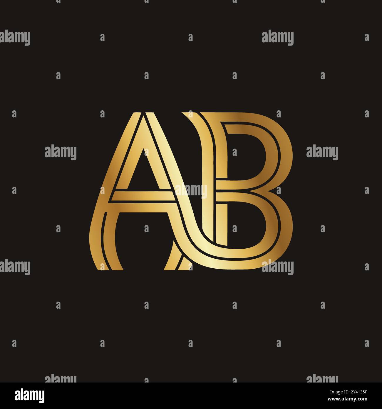 Ab-Logo mit goldenem Farbverlauf Stock Vektor