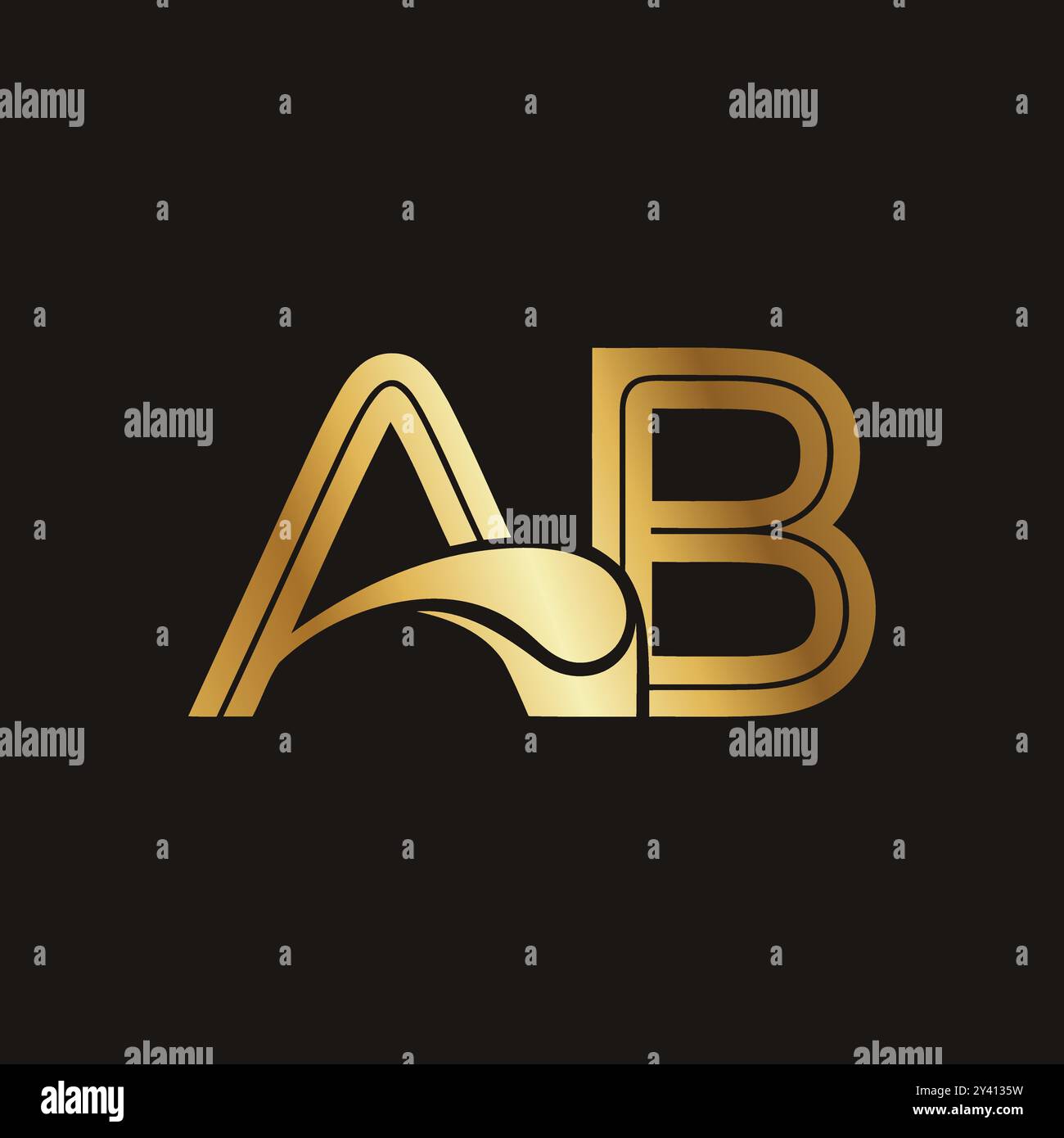 Ab-Logo mit goldenem Farbverlauf Stock Vektor