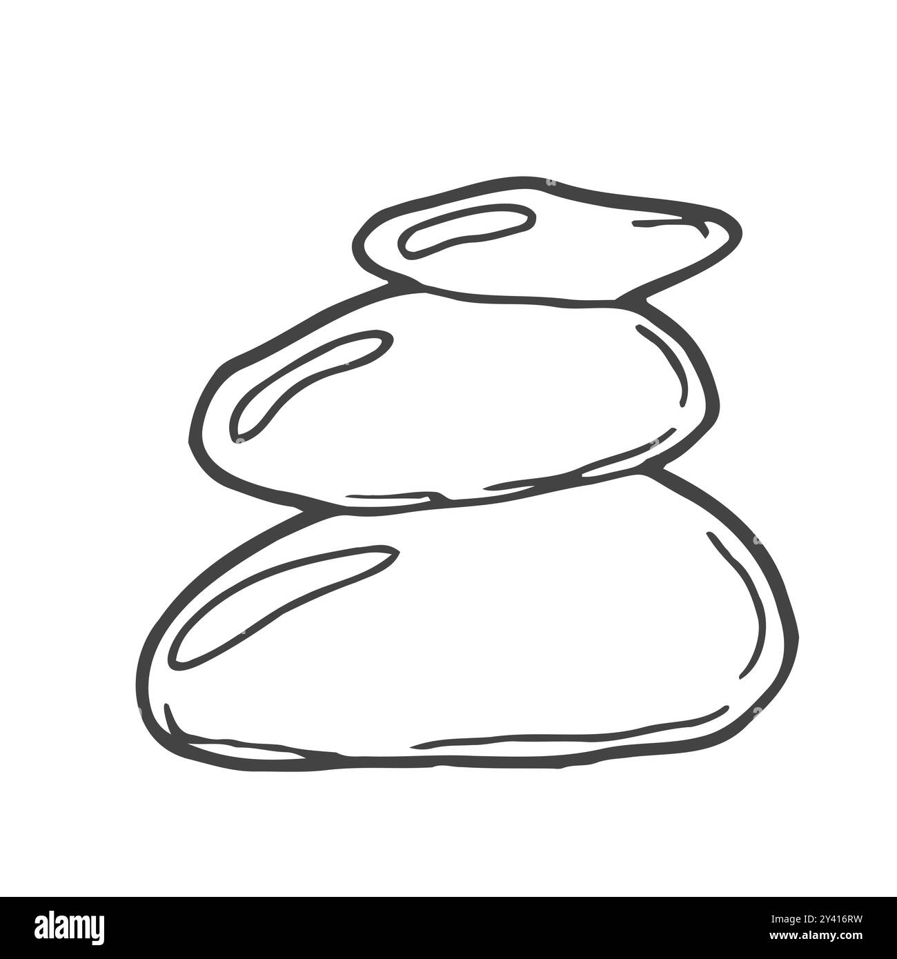 Gestapeltes Steinsymbol in Skizzenlinien mit Kritzeleien. Spa, Meditation, Wellness Stock Vektor