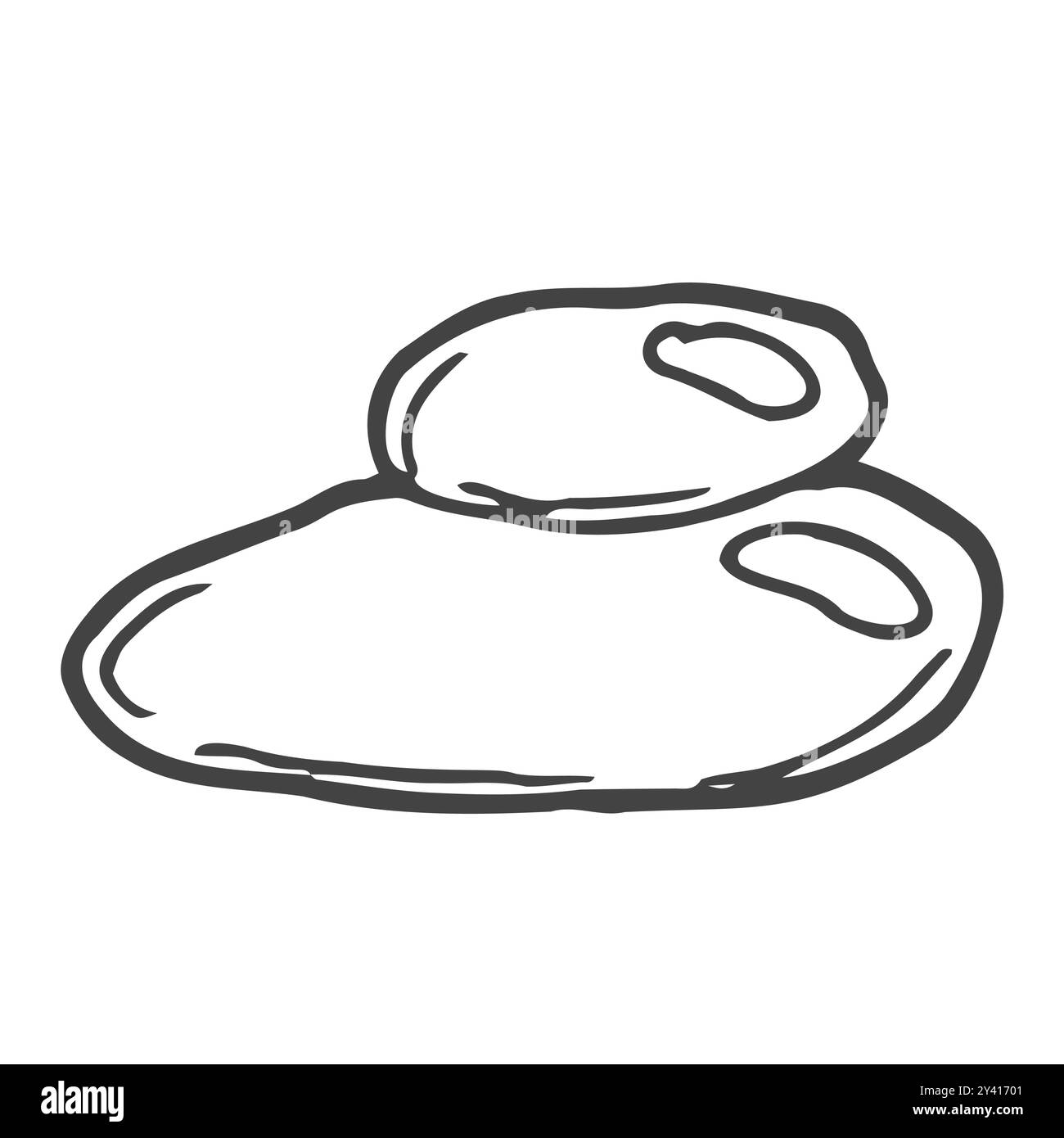 Gestapeltes Steinsymbol in Skizzenlinien mit Kritzeleien. Spa, Meditation, Wellness Stock Vektor