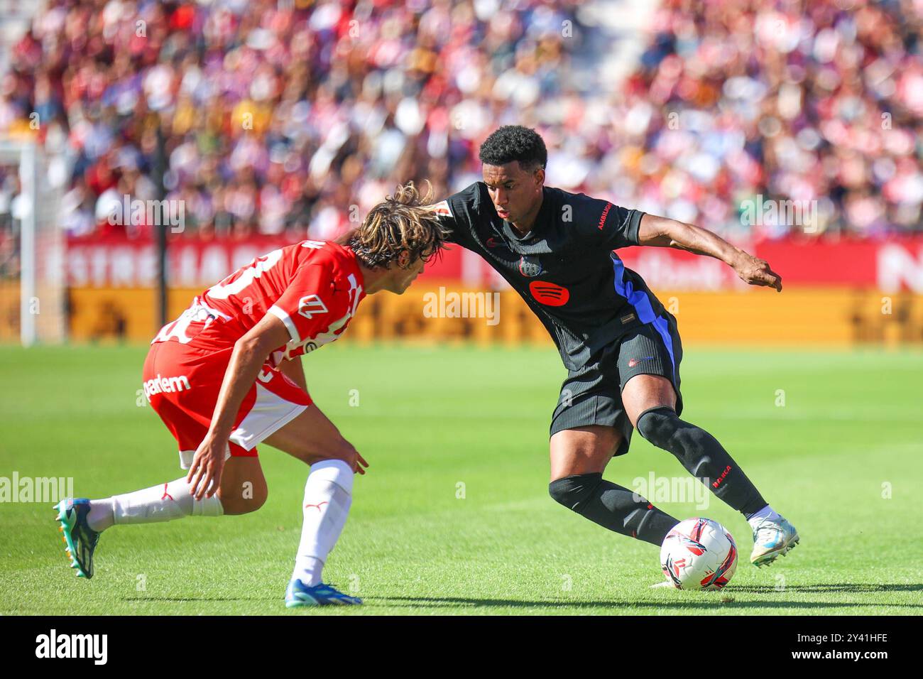 Spanisches La Liga EA Sports Fußballspiel Girona gegen FC Barcelona im Montilivi Stadion in Girona, Spanien. September 2024. Balde 900/Cordon Press Credit: CORDON PRESS/Alamy Live News Stockfoto