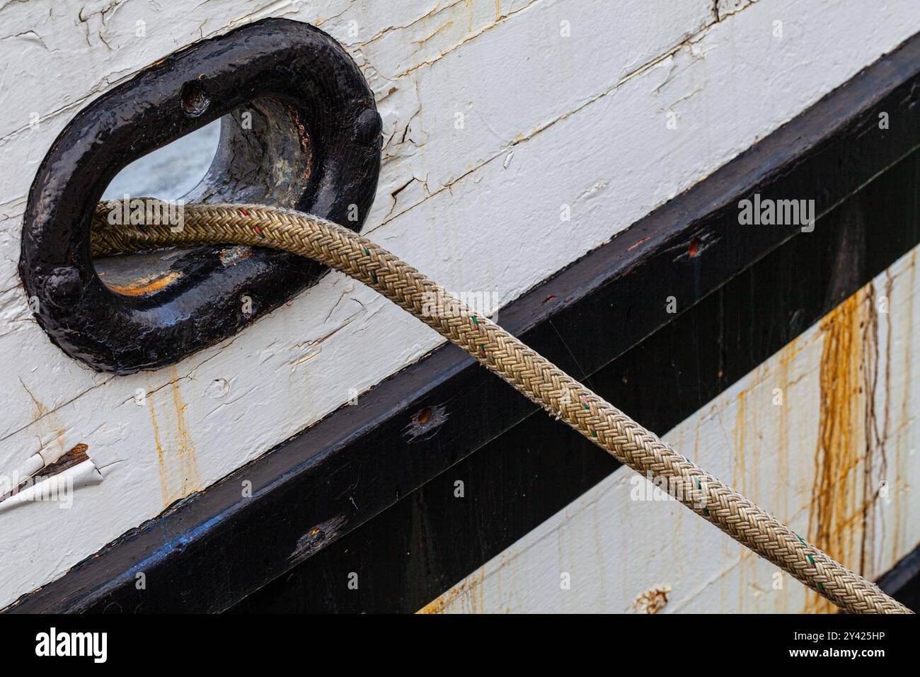 Zusammenfassung eines gefesselten Schiffes im Steveston Harbour British Columbia Kanada Stockfoto
