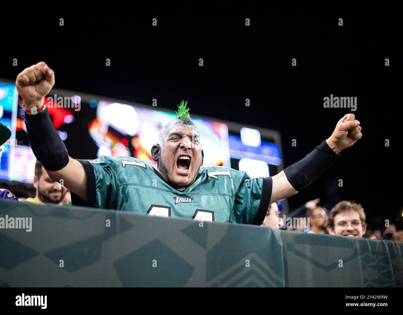 6. September 2024: Arena Corinthians, Sao Paulo:, Brasilien: NFL International Football, Philadelphia Eagles versus Green Bay Packers: Fans von Philadelphia Eagles Stockfoto