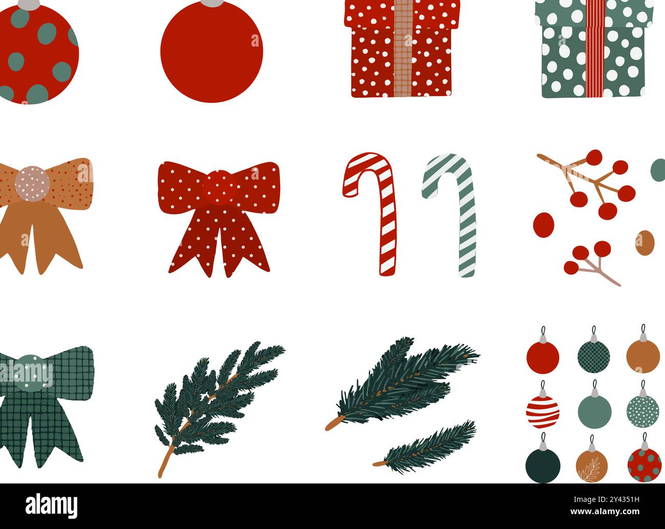 Eine stilvolle Illustration von leuchtend grünen Kiefernzweigen, perfekt für festliche Winter- und Urlaubsmotive. Handgezeichnete Vektorgrafiken für die Gestaltung von Websites, Artikeln, Broschüren, Flyern, E-Packs, Etikett oder Werbung. Stock Vektor