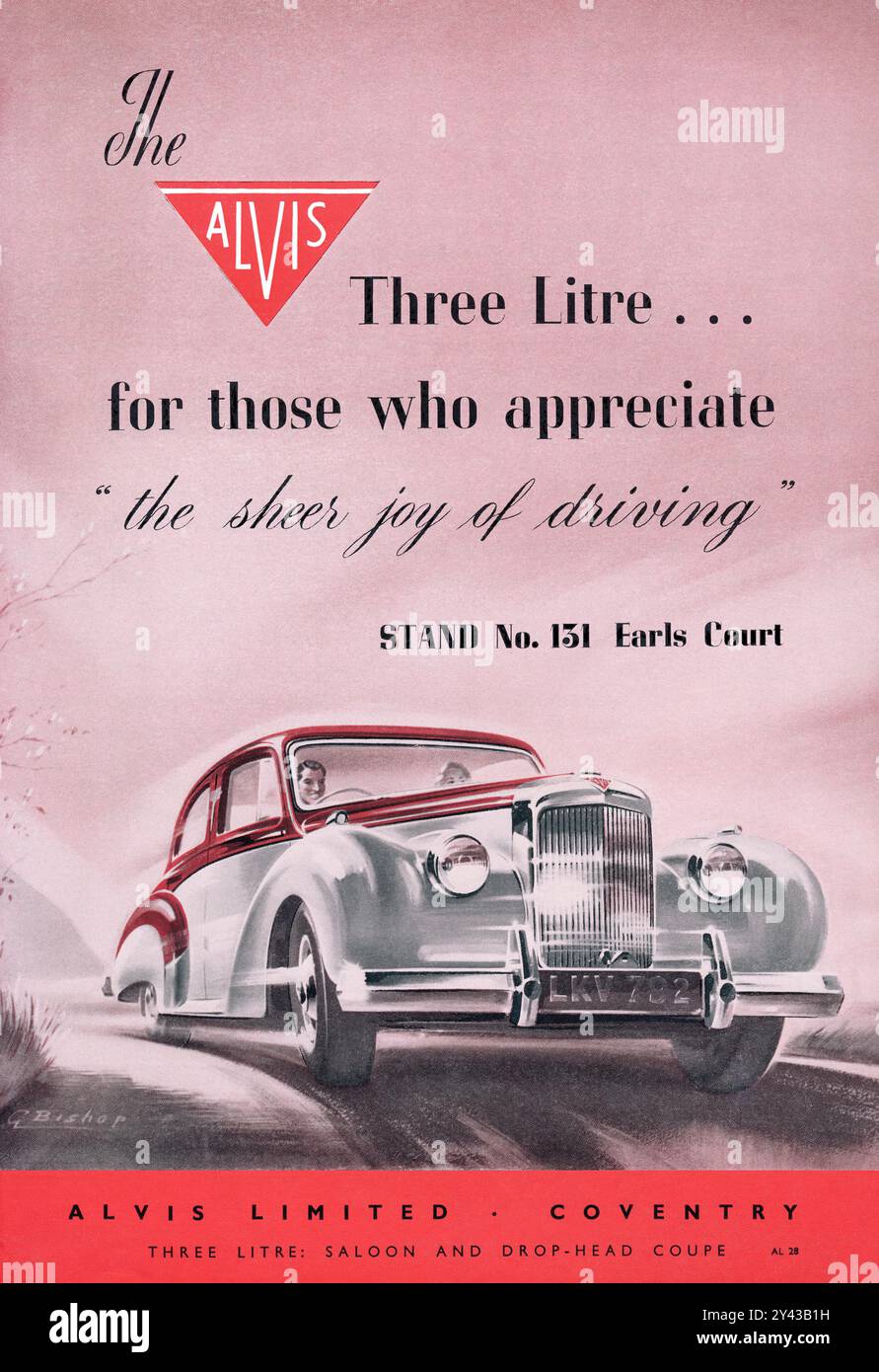 1952 britische Werbung für den Alvis drei-Liter-Limousine. Stockfoto
