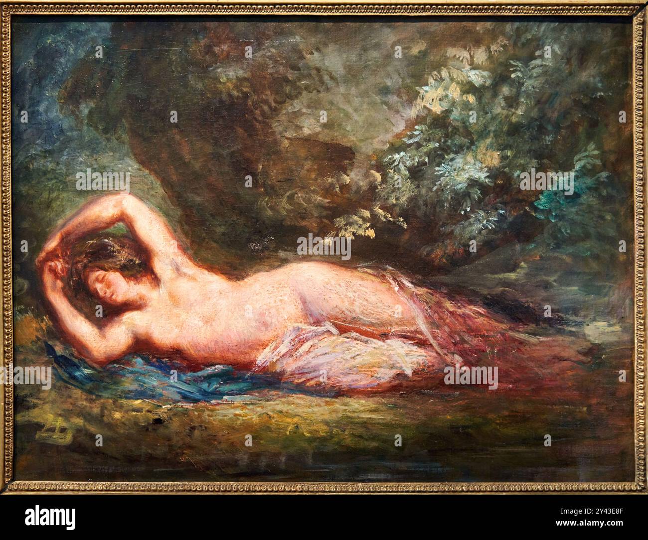 Sleeping Bacchante in a Landscape or Sleeping Nymphe, 1847?, Öl auf Leinwand, Eugène DELACROIX, Saint-Maurice (près de Paris), 1798 - Paris, 1863, Eugène Stockfoto