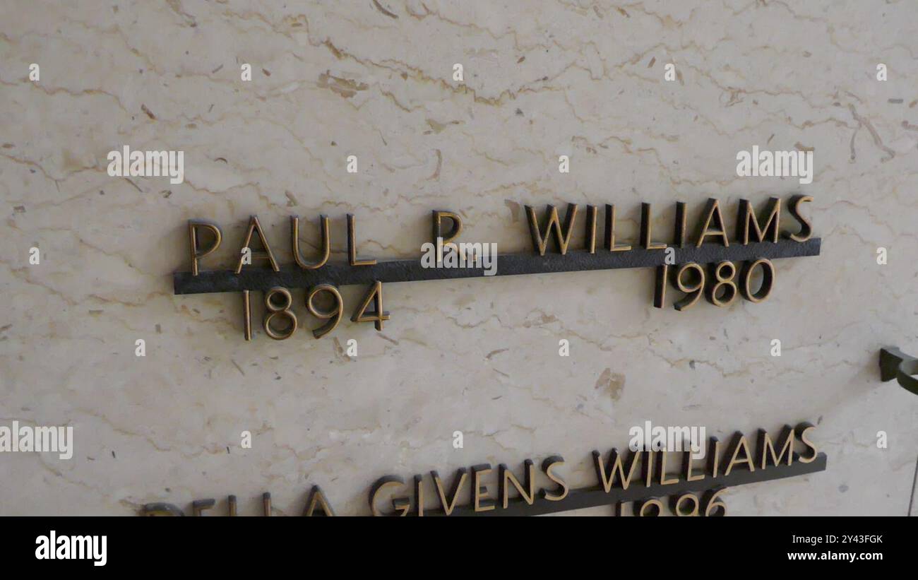 Inglewood, Kalifornien, USA 14. September 2024 der Architekt Paul Revere Williams Grave in Sanctuary of Radiance im Manchester Garden Mausoleum auf dem Inglewood Park Cemetery am 14. September 2024 in Inglewood, Kalifornien, USA. Foto: Barry King/Alamy Stock Photo Stockfoto