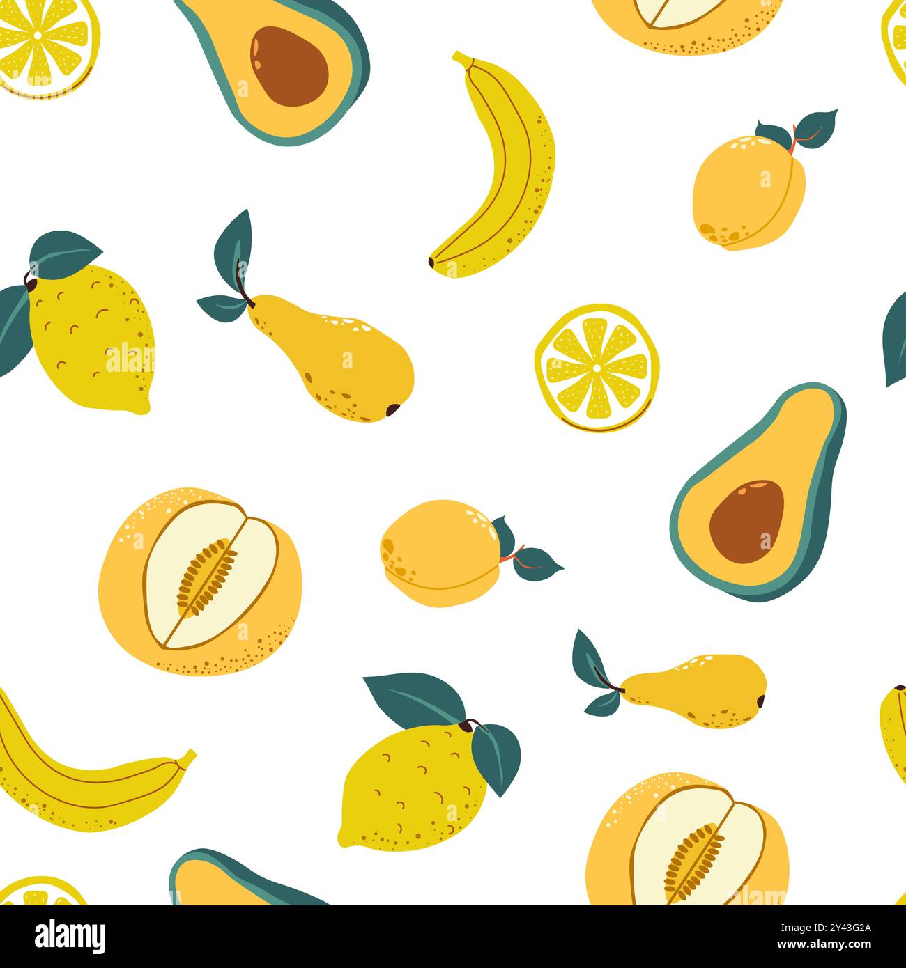 Gelbe Früchte Nahtloses Muster Vektor Stock Vektor