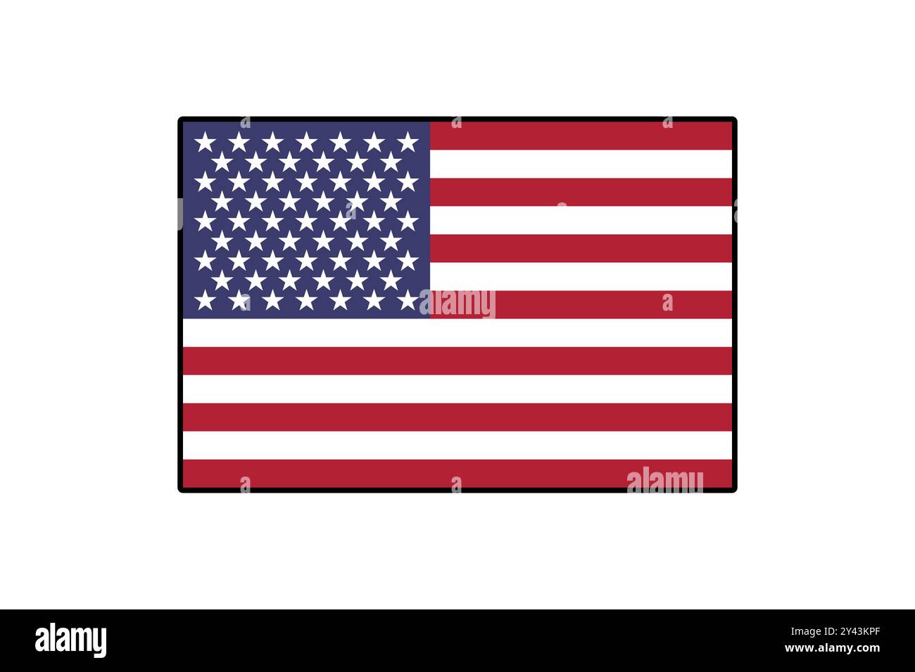 Das Design zeigt die Flagge der Vereinigten Staaten und hebt die legendären 13 Streifen und 50 Sterne hervor. Diese Illustration symbolisiert Patriotismus und Nationalstolz. Stock Vektor