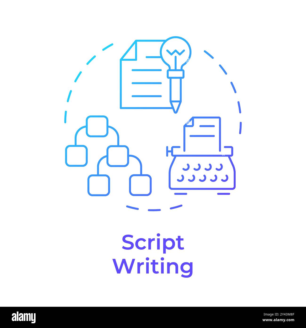 Symbol für mehrfarbiges Konzept für Skriptschreiben Stock Vektor