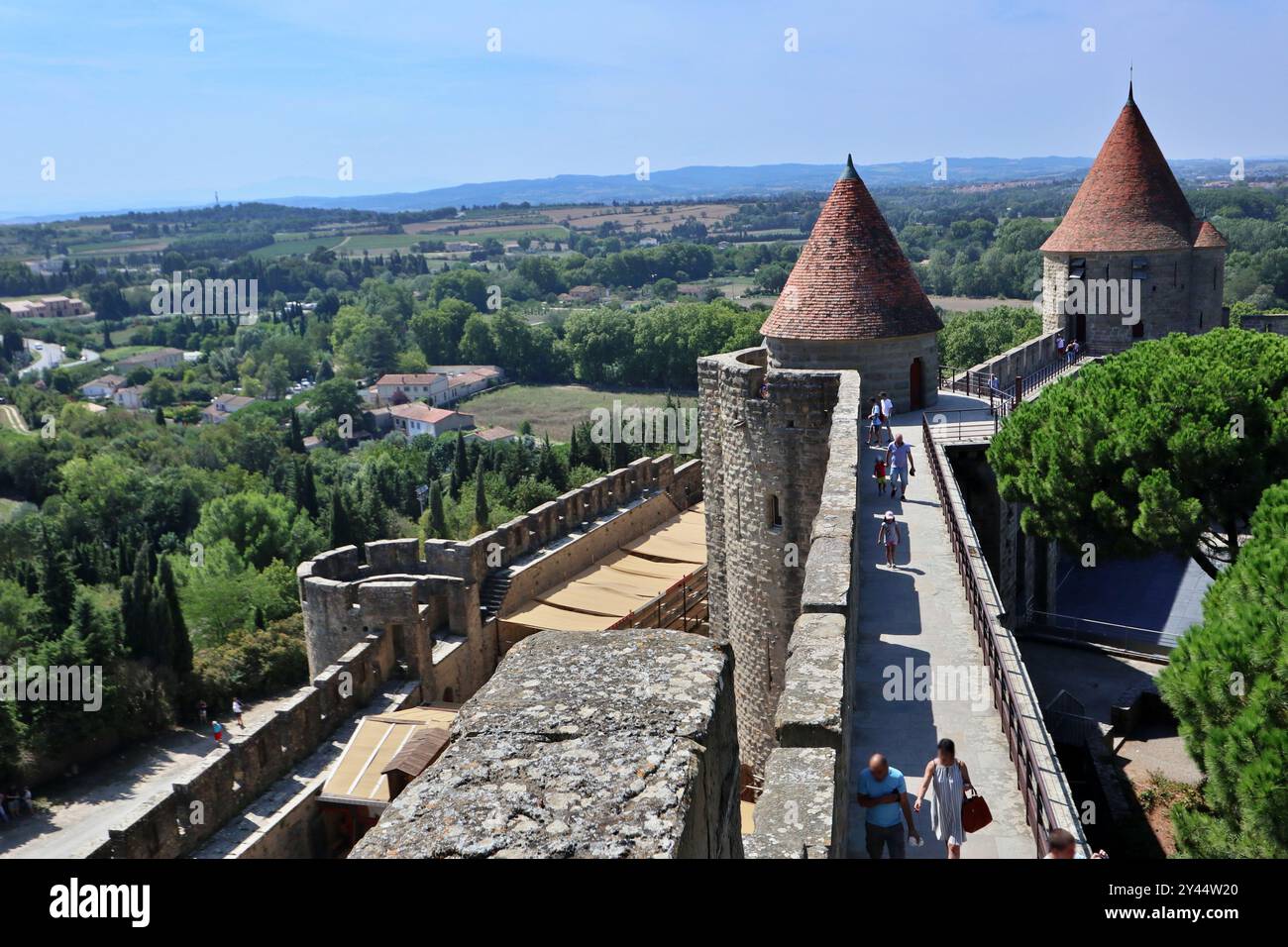 Mauer von Carcassonne in Frankreich Stockfoto