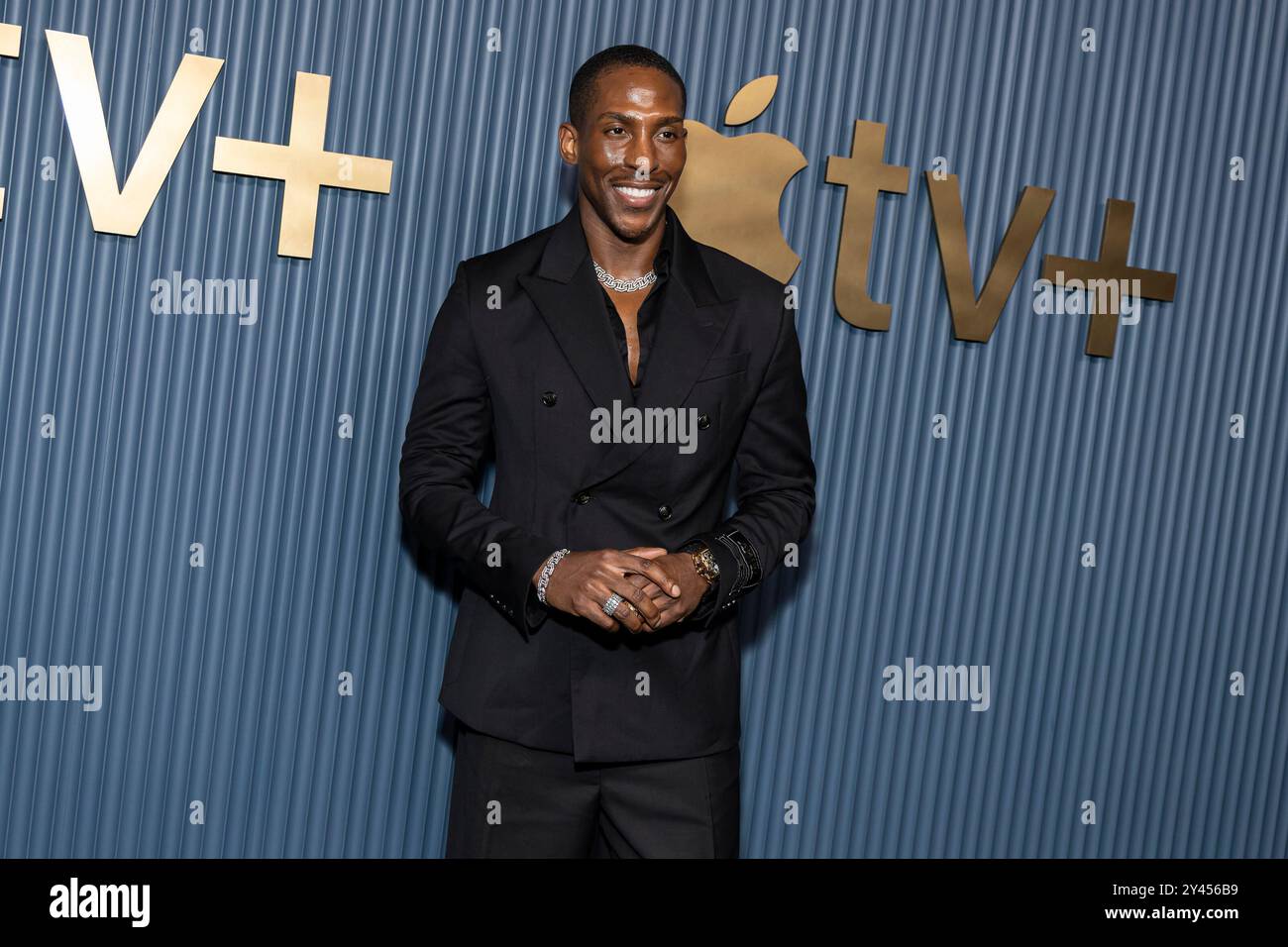 Joshua Udama nimmt am 15. September 2024 an der Apple TV+ Primetime Emmy Party bei Mother Wolf in Los Angeles Teil. (Foto: Corine Solberg/SIPA USA) Stockfoto