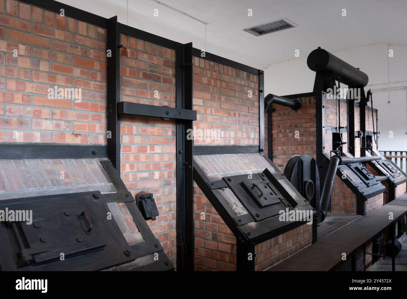 Verbrennungsanlage der Firma Topf und Söhne in den Krematorien des Konzentrationslagers Buchenwald, um in kurzer Zeit eine große Anzahl von Leichen zu verbrennen Stockfoto