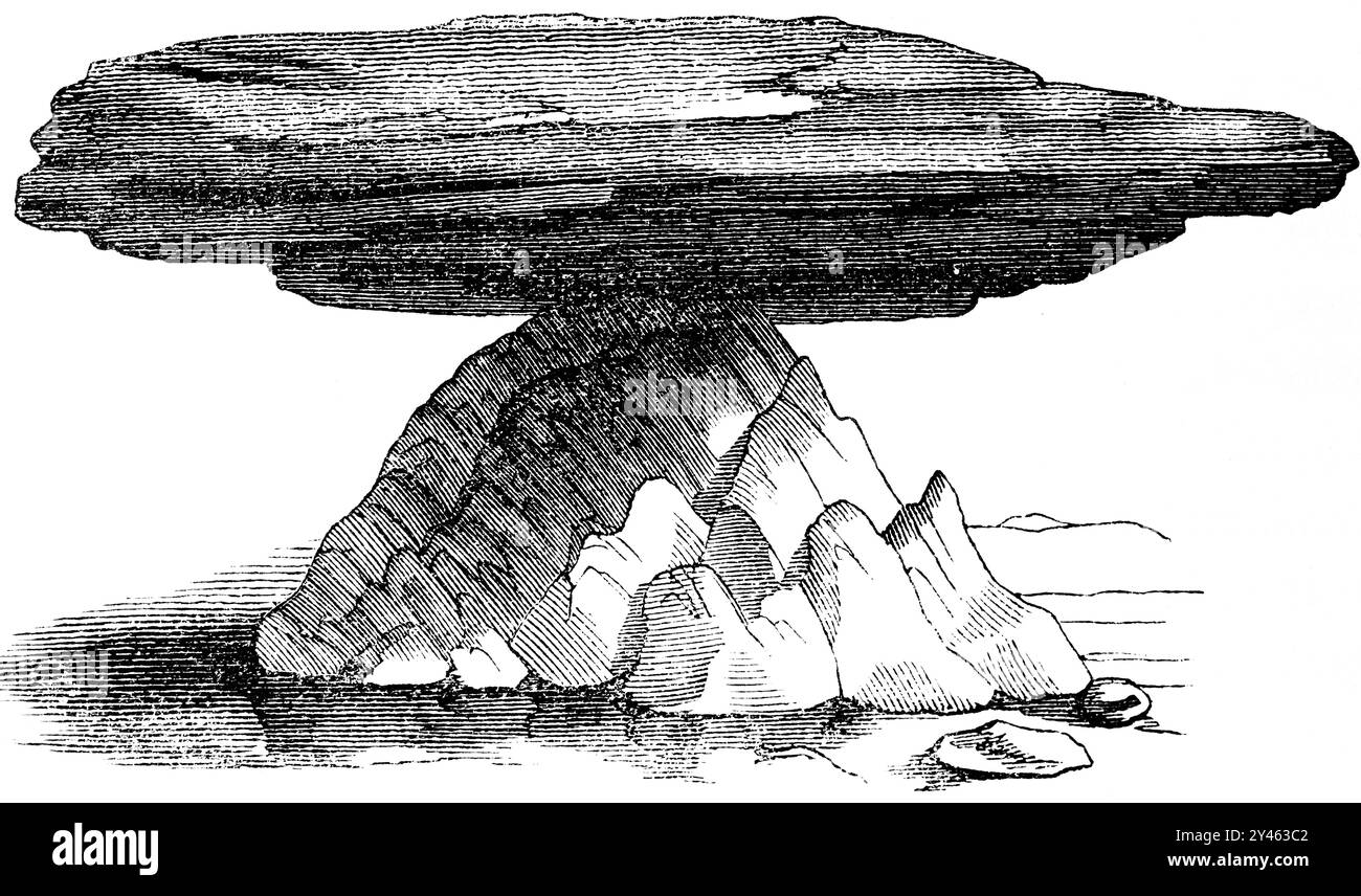 Gletschertisch oder Abbaukegel oder Abfallkegel, geologisches phnemenon während oder nach der Eisschmelze, Stockfoto