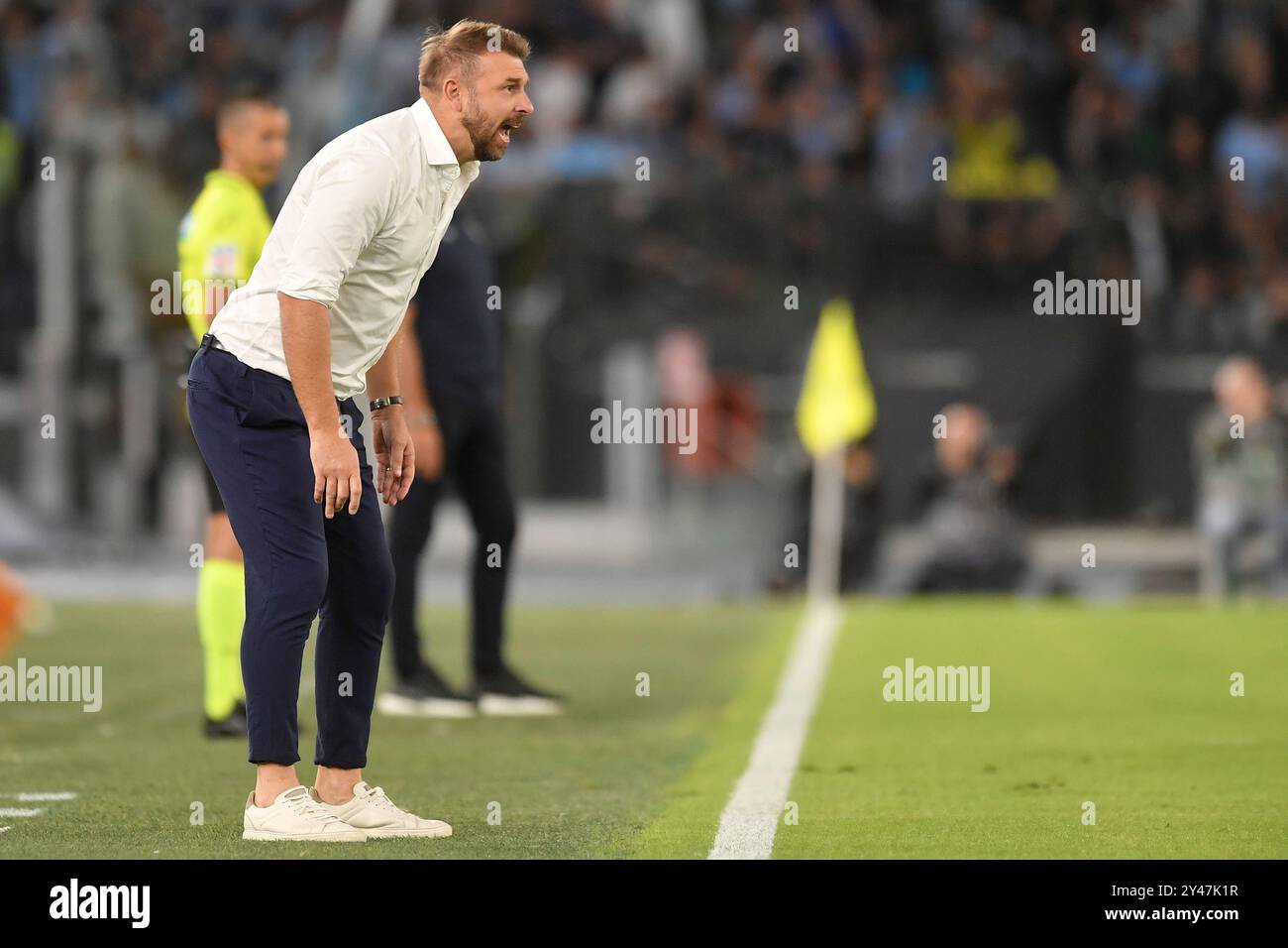 Rom, Italien. September 2024. Paolo Zanetti, Cheftrainer von Hellas Verona, während des Fußballspiels der Serie A zwischen SS Latium und Hellas Verona im Olimpico-Stadion in Rom (Italien) am 16. September 2024. Quelle: Insidefoto di andrea staccioli/Alamy Live News Stockfoto