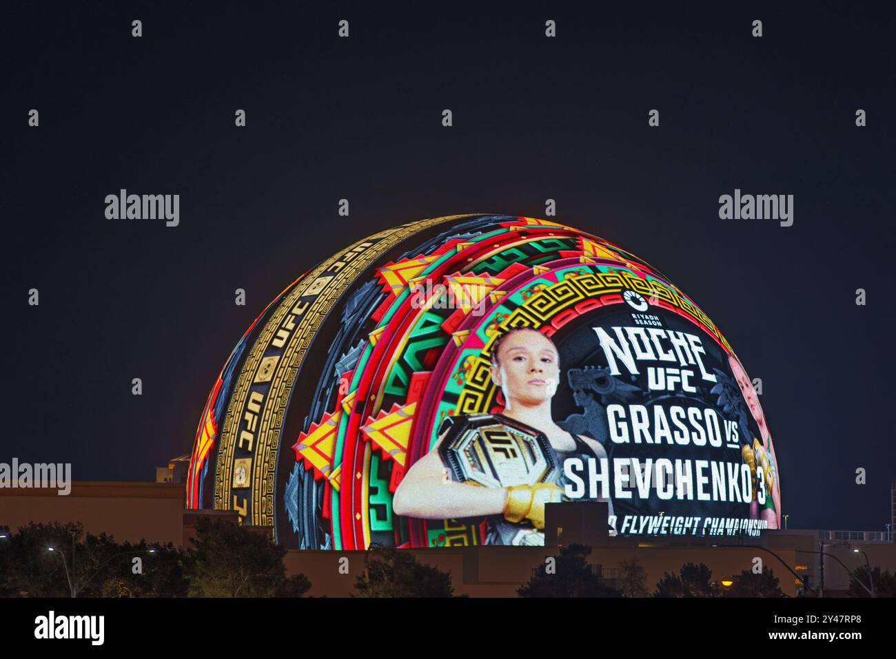 Die Kugel, die auf Dust from the Strip in Las Vegas gezeigt wird. Stockfoto