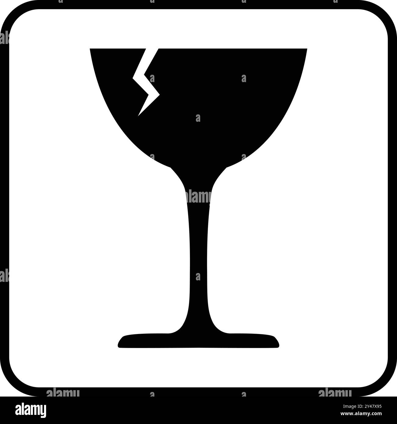 Zerbrechliches Symbol, zerbrechliches Glas, zerbrechliches Logo, sorgfältiger Griff, zerbrechliches Verpackungszeichen, Symbol für zerbrechliches Glas Stock Vektor