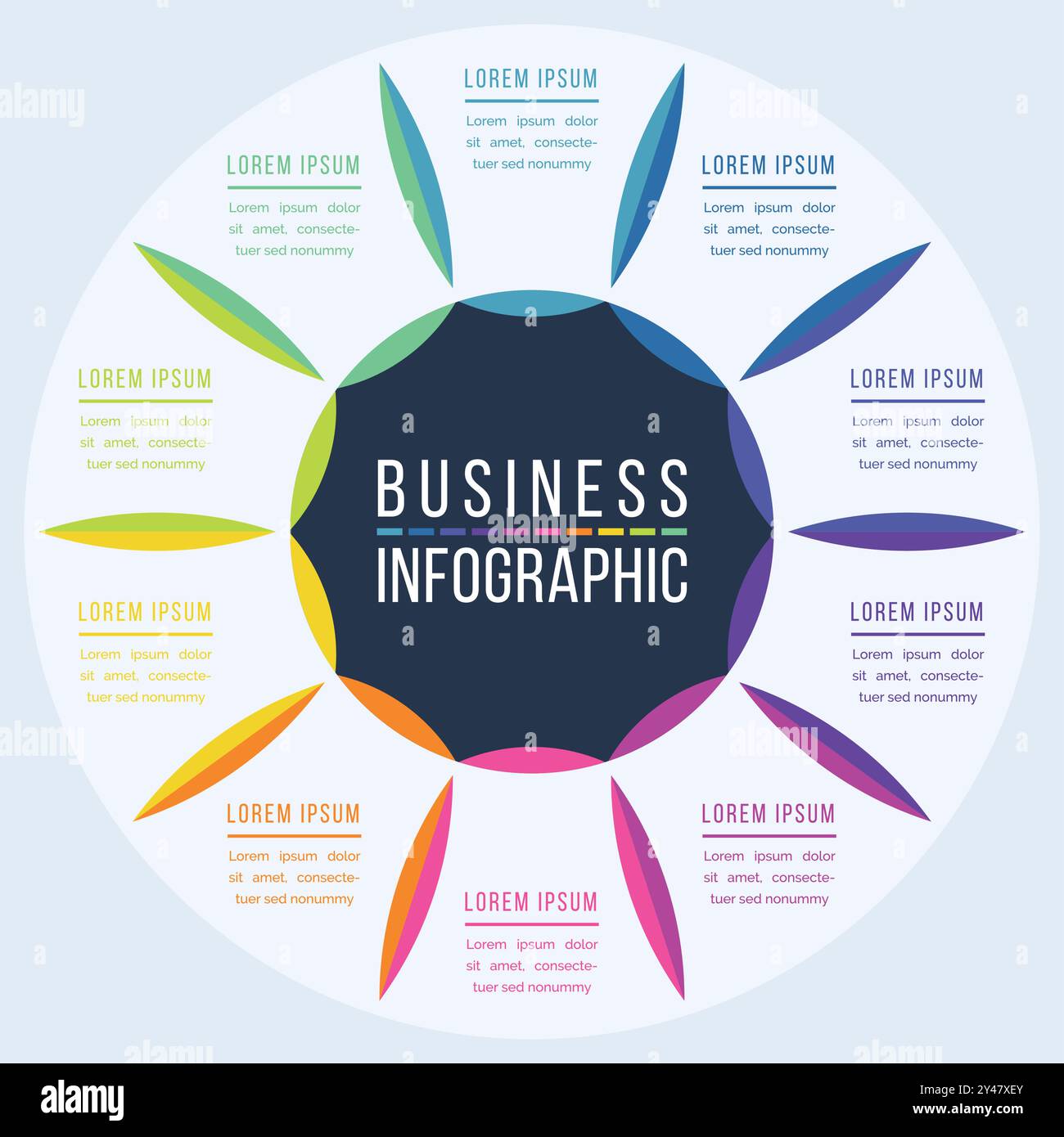Infografik Design 10 Schritte, Objekte, Elemente oder Optionen Infografik-Geschäftsvorlage Stock Vektor