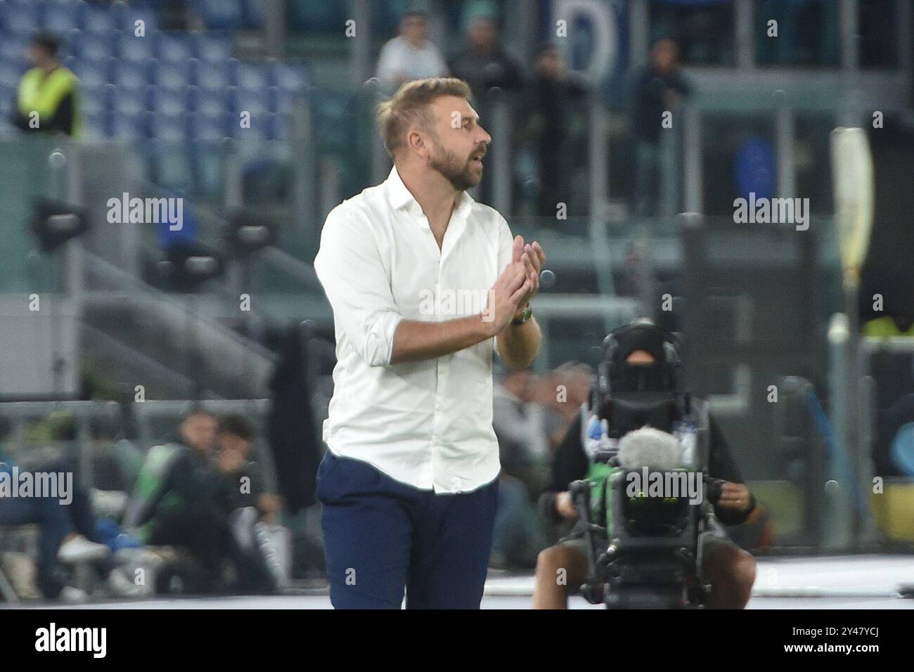 Rom, Italien. September 2024. Paolo Zanetti Trainer von Hellas Verona Gesten während der Serie A Enilive zwischen SS Lazio vs Hellas Verona FC:Agostino Gemito/ Alamy Live News Stockfoto