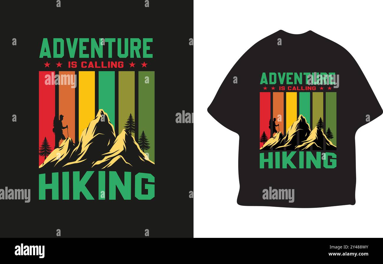 Adventure nennt sich Wandershirt-Design Stock Vektor