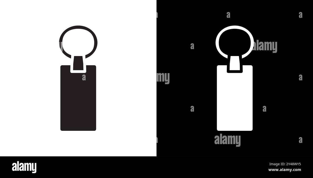 Schlüsselanhänger Symbol Schwarze Linie Art Vektor in schwarz-weiß Umrisse Set Sammlung Zeichen Stock Vektor