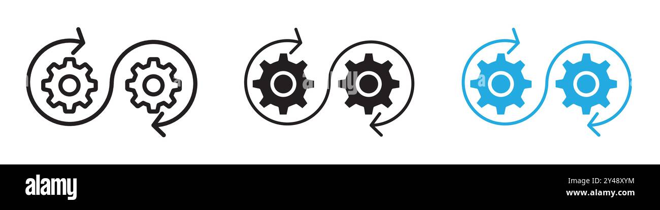 DevOps Symbol Vektorlinie Logomarke oder Symbolsatz Sammlung Umrissstil Stock Vektor