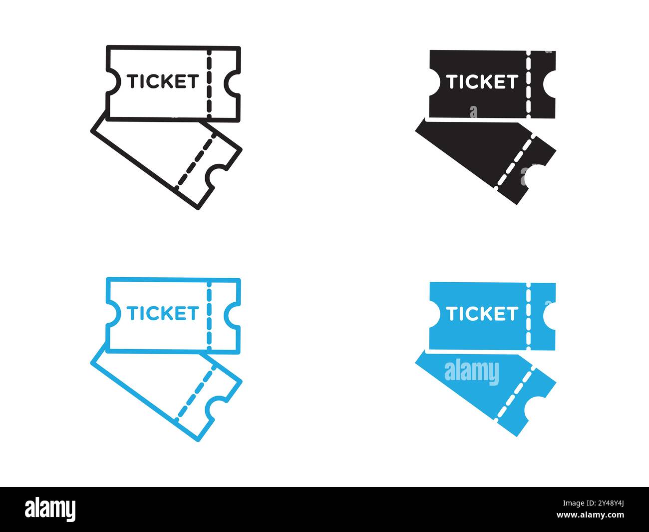 Konturstil für Ticketsymbol Vektorlinie Logomarke oder Symbolsatz Sammlung Stock Vektor