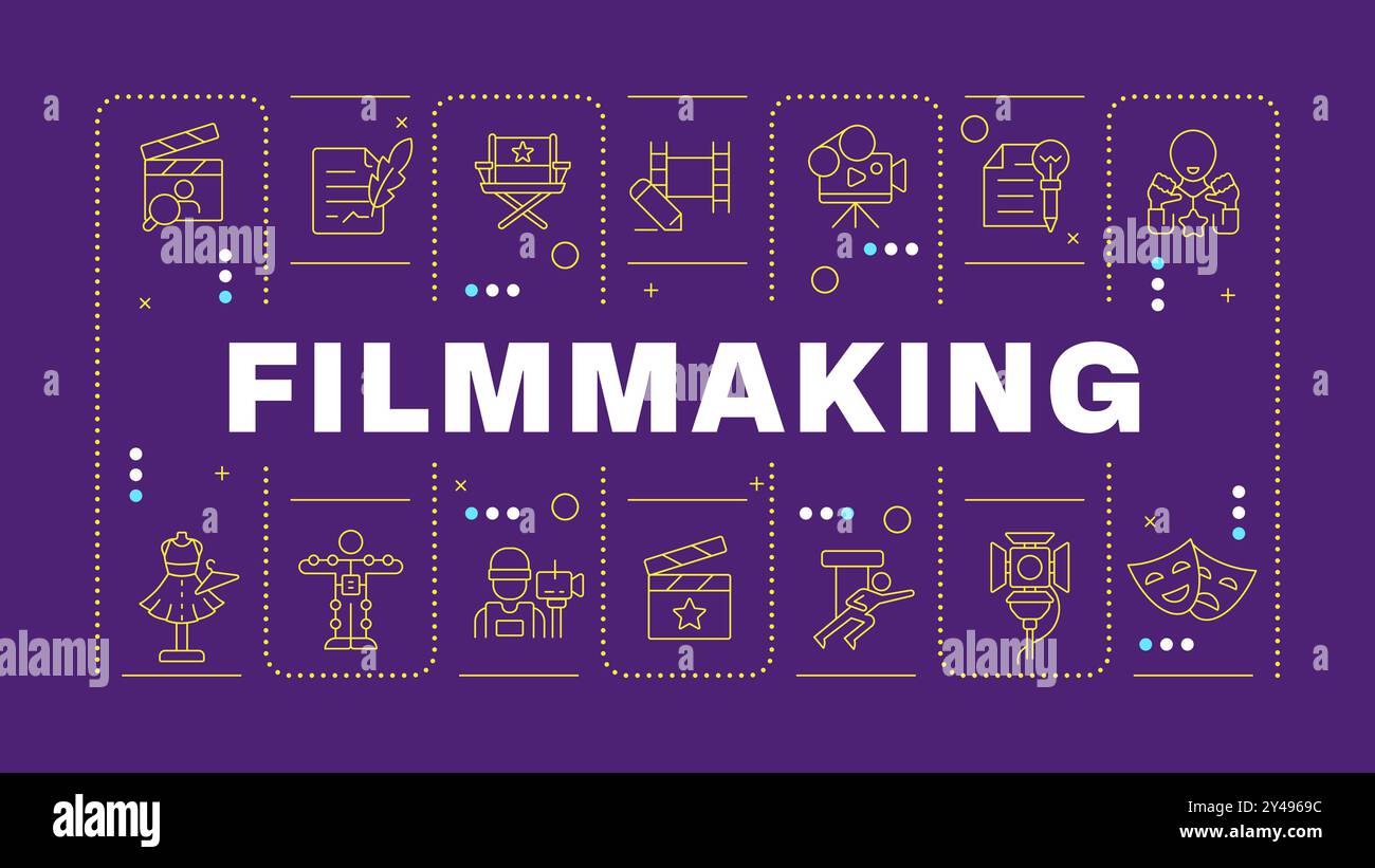 Filmgestaltung Lila Wort Konzept Stock Vektor