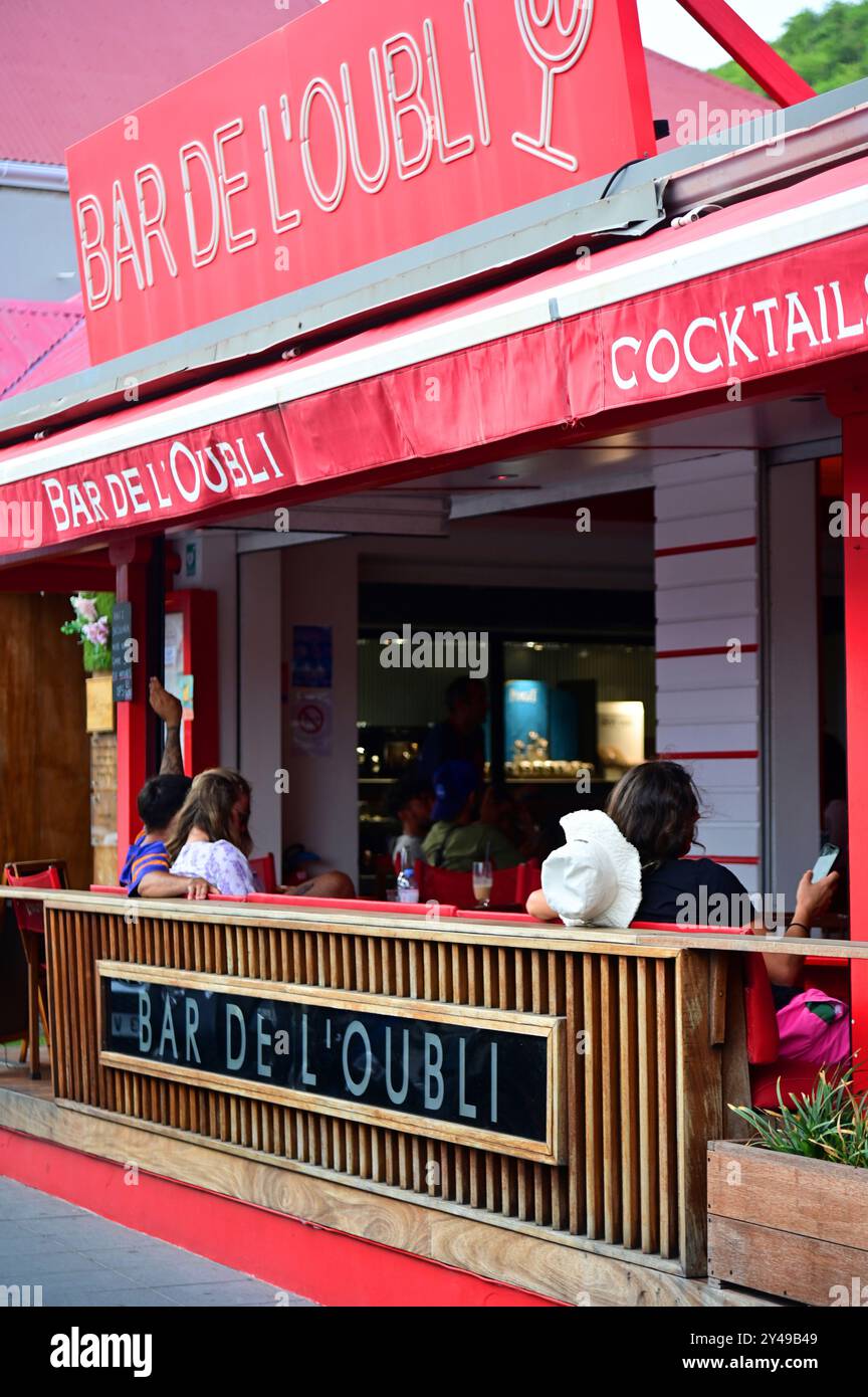 FRANKREICH. INSEL SAINT-BARTHELEMY (977). GUSTAVIA. DIE BAR DE L'OUBLI EXISTIERT SEIT 1981. Stockfoto