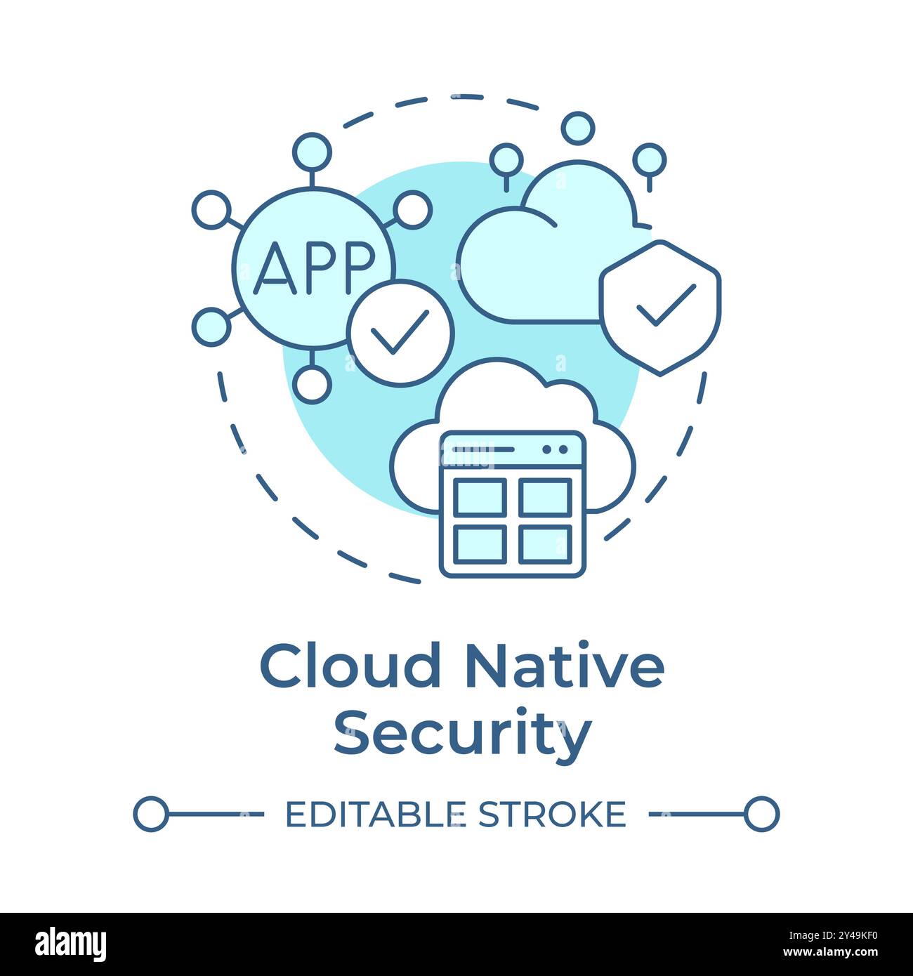 Symbol für native Cloud-Sicherheit in sanftem Blau Stock Vektor