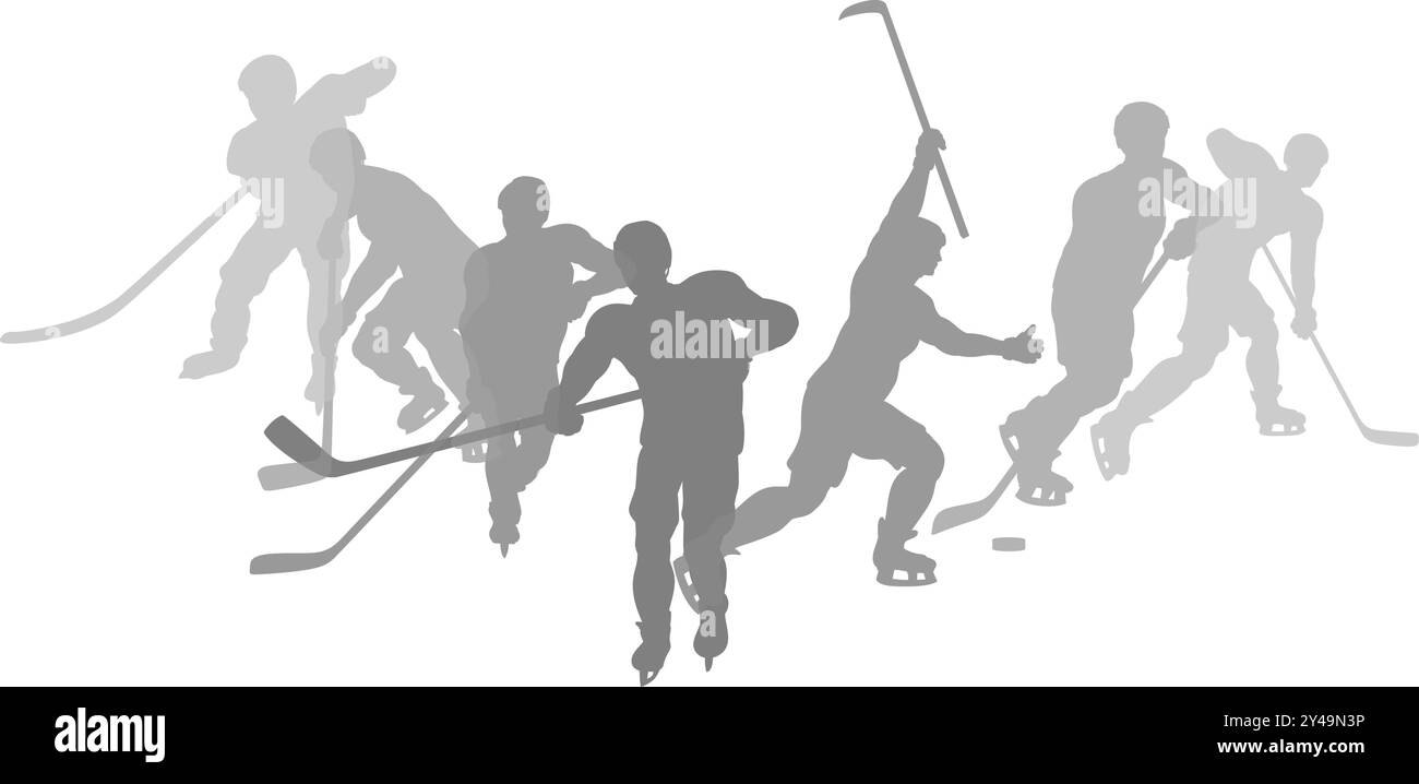 Eishockey Silhouette People Player Silhouetten Stock Vektor