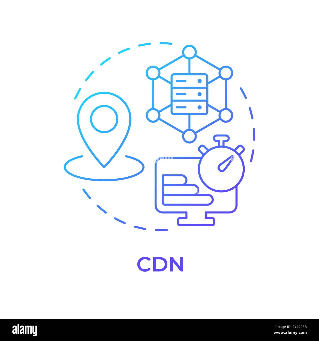 Symbol für blaues CDN-Gradientenkonzept Stock Vektor