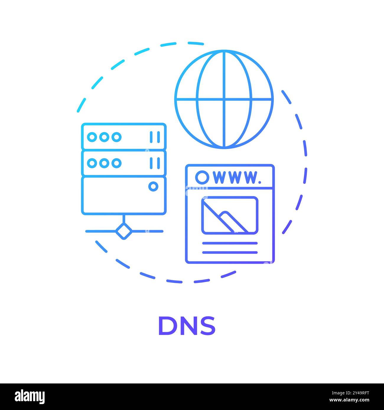 Symbol für blaues DNS-Gradientenkonzept Stock Vektor