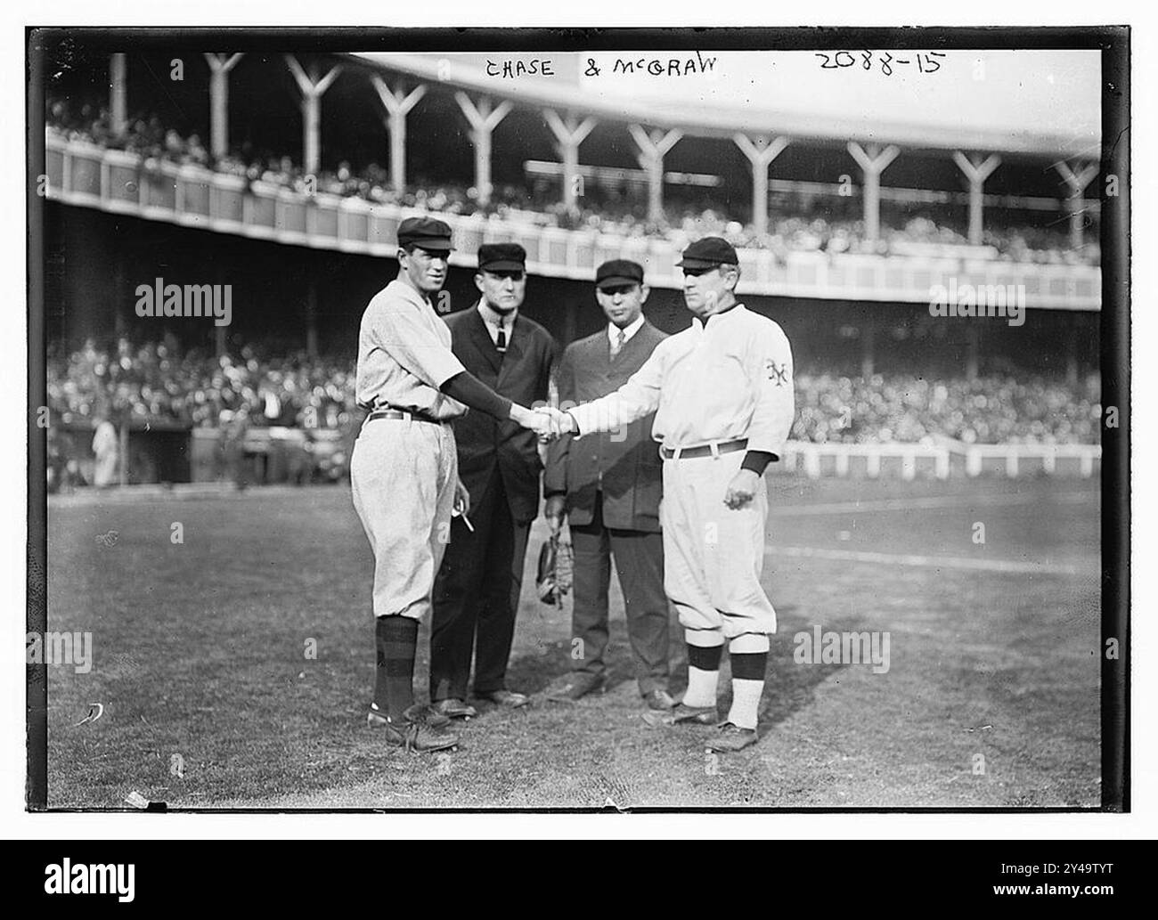 Hal Chase, New York, AL und John McGraw, New York, NL Baseball Stockfoto