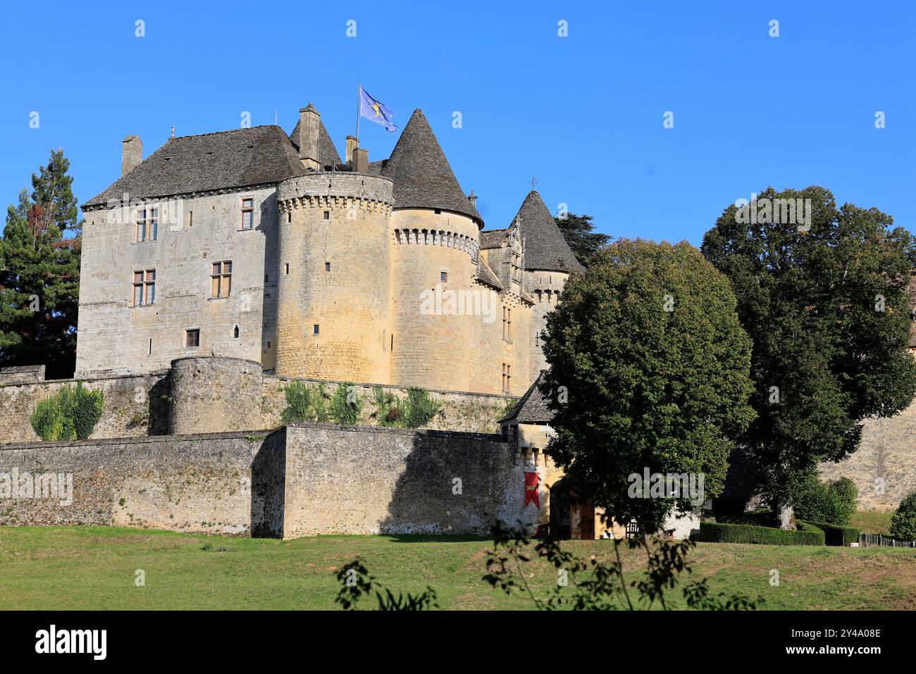 Die Festung von Fénelon in Périgord Noir. Geschichte, Kulturerbe, Tourismus, Film und Fernsehen. Sainte-Mondane, Dordogne, Périgord, New Aquitai Stockfoto