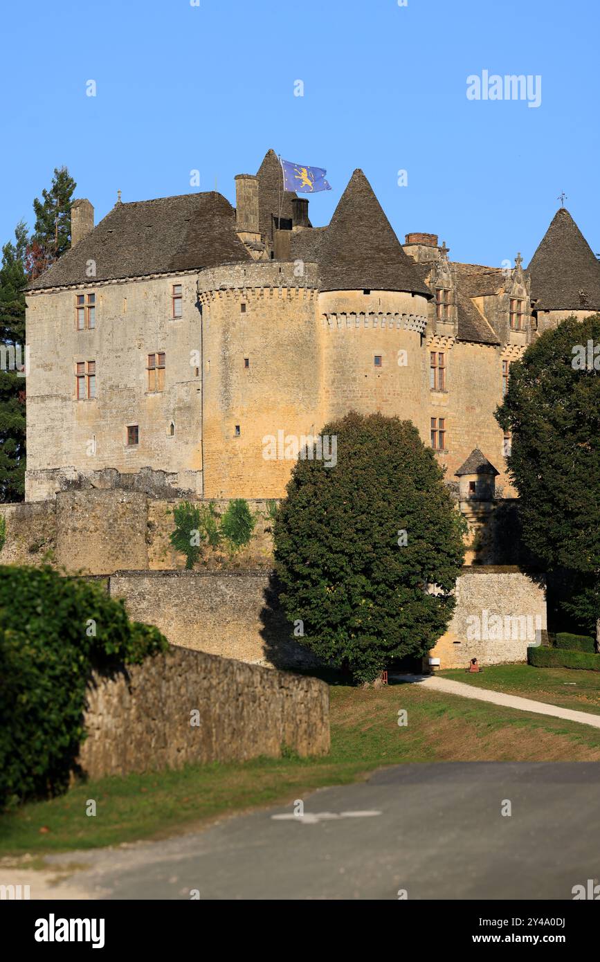 Die Festung von Fénelon in Périgord Noir. Geschichte, Kulturerbe, Tourismus, Film und Fernsehen. Sainte-Mondane, Dordogne, Périgord, New Aquitai Stockfoto