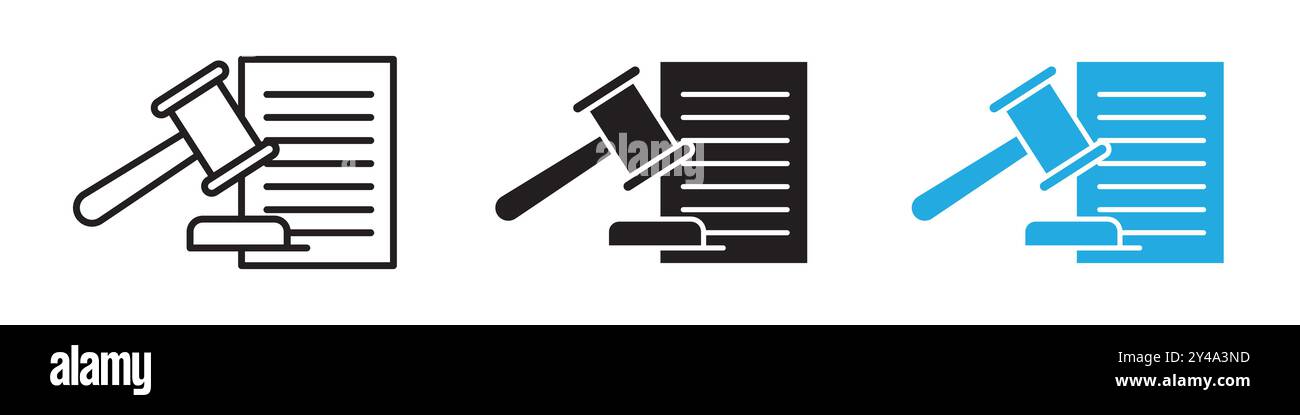 Gerichtsurteil Symbol Vektorlinie Logo-Marke oder Symbolsatz Kollektion Umrissstil Stock Vektor