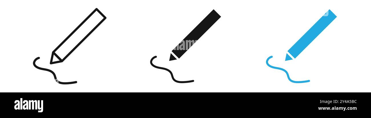 Signature-Symbol-Vektorlinie Logomarke oder Symbolsatz-Konturstil der Kollektion Stock Vektor