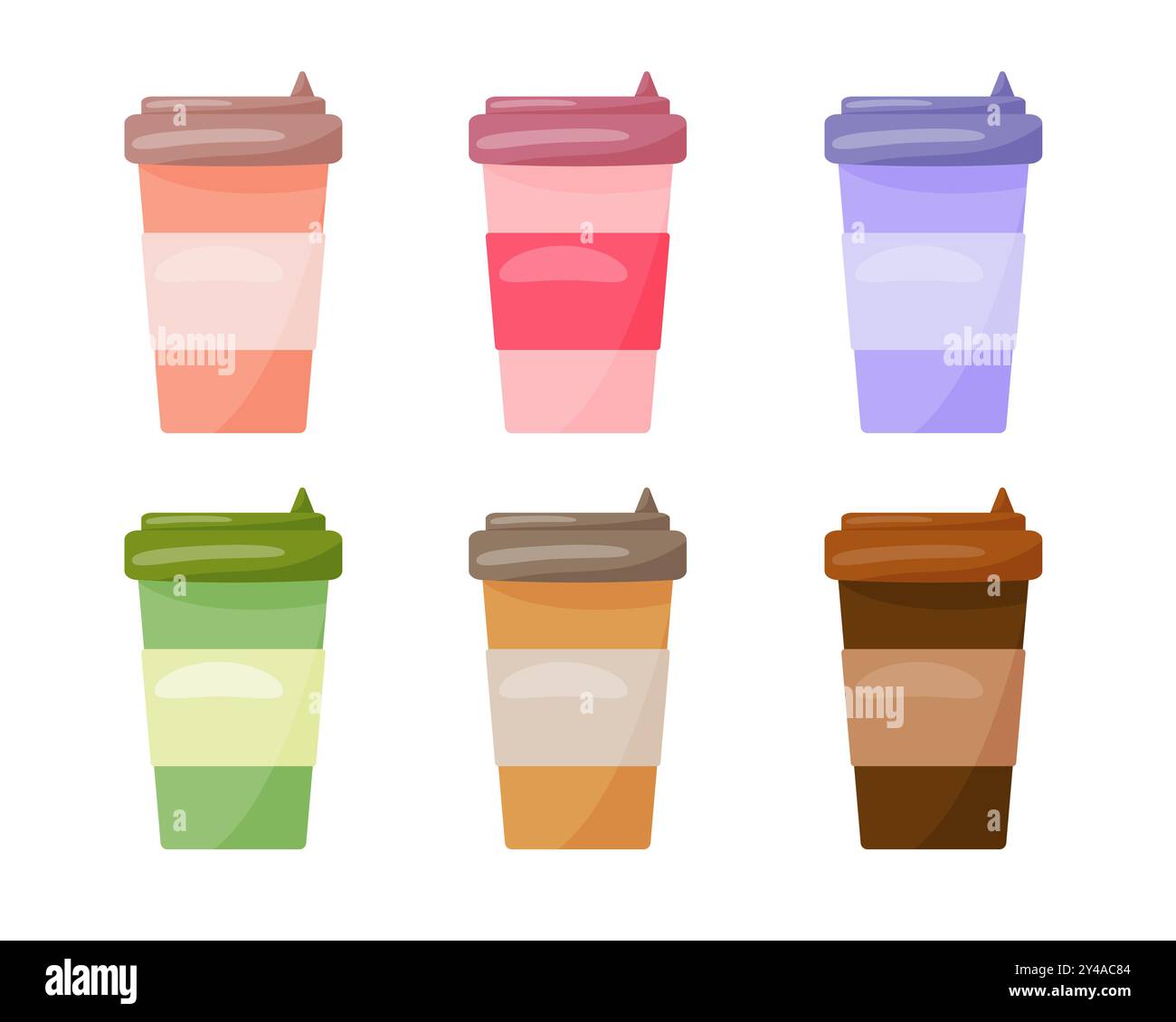 Satz farbiger Gläser auf weißem Hintergrund, Vektorillustration Stock Vektor