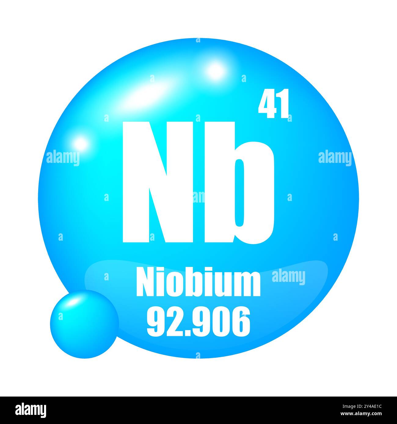 Niob-Symbol. NB chemisches Element. Atomzahl 41. Masse 92.906. Blaue Kugel. Stock Vektor