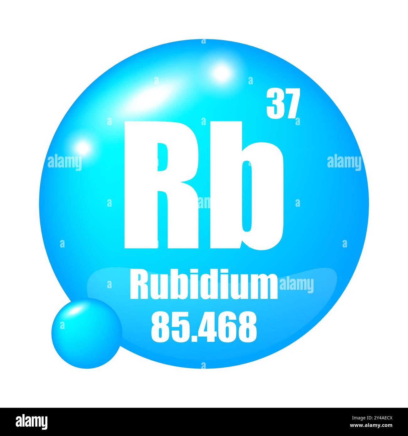 Rubidium-Symbol. Chemisches RB-Element. Atomzahl 37. Masse 85.468. Blaues Kugelbild. Vektorsymbol. Stock Vektor