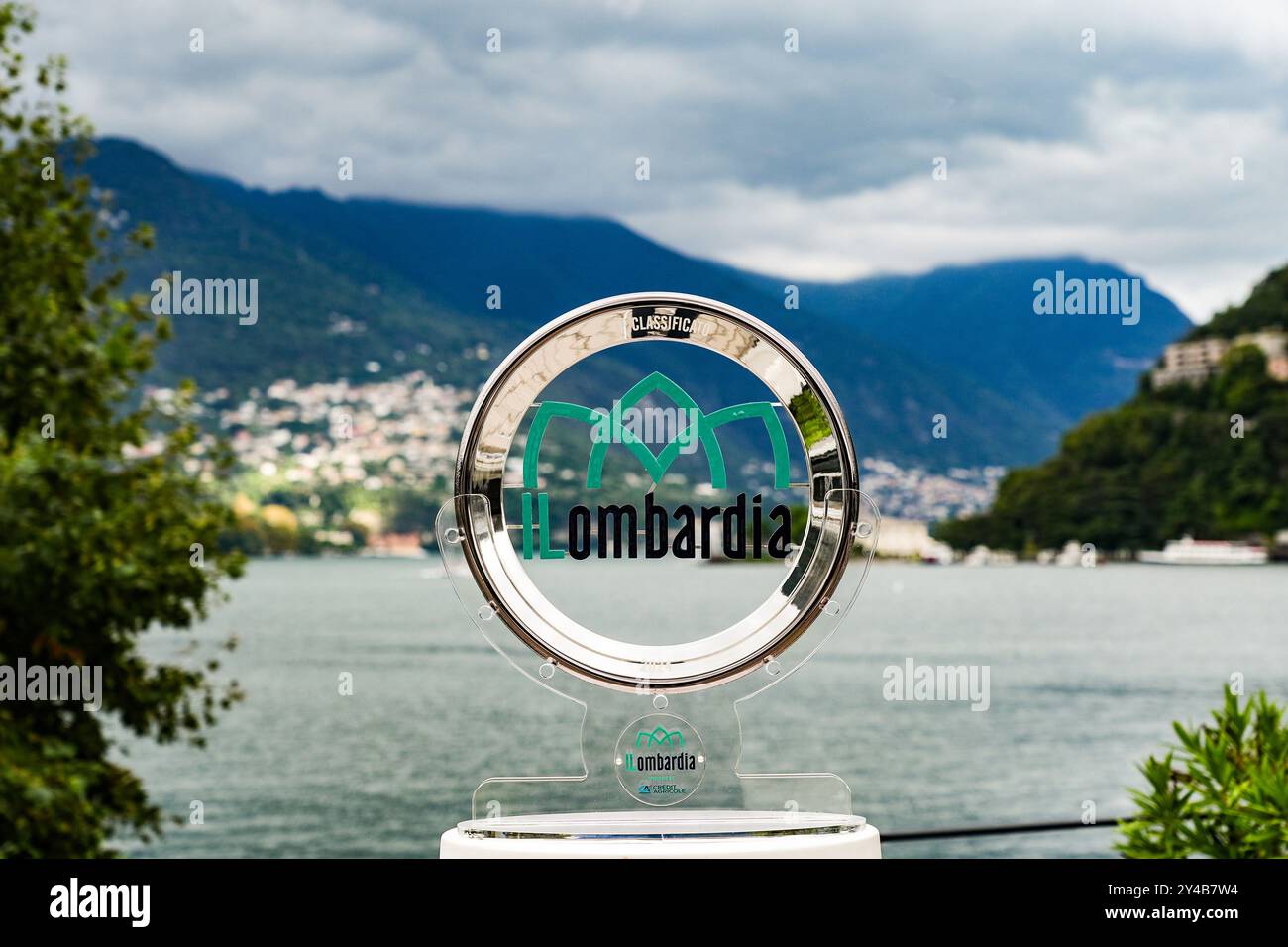 Pressekonferenz zur Vorstellung der Route des Radrennens „Il Lombardia“. Die neue Trophäe. September 17 Como, Italien. (Foto: Gian Mattia D’Alberto / LaPresse) Stockfoto