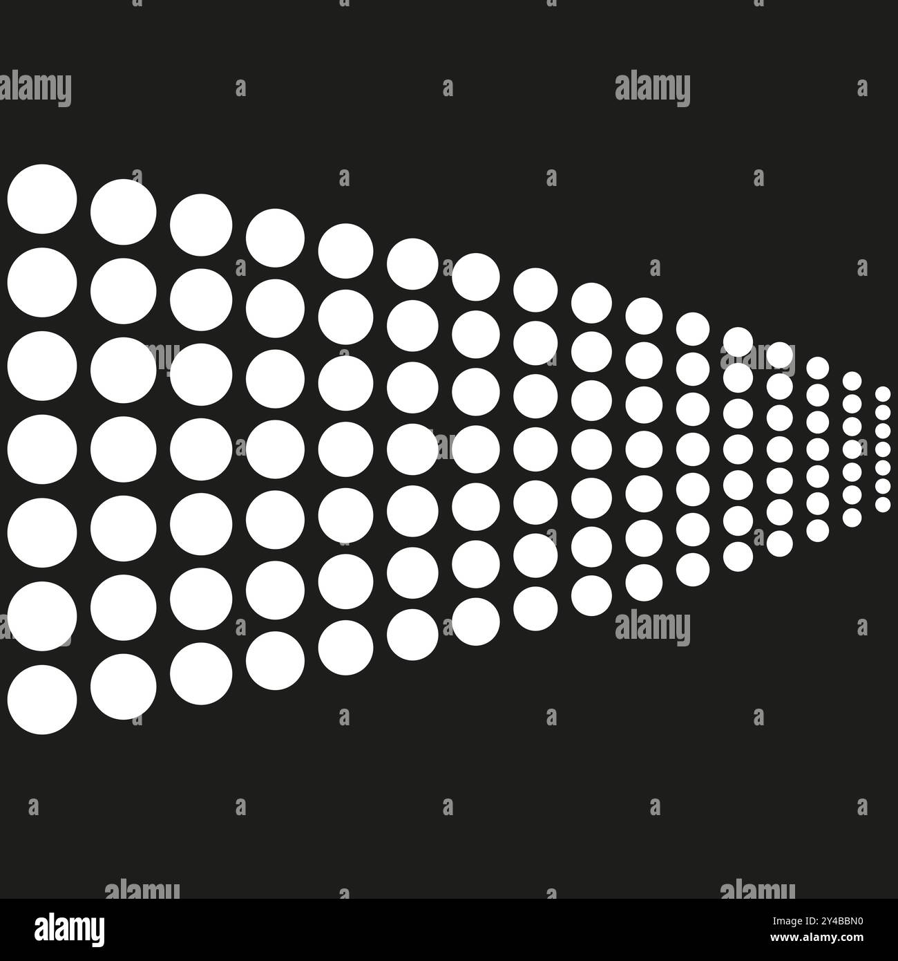 Punkt-Array-Muster. Perspektivisches Kreisraster. Abstrakter geometrischer Vektor. Schwarz-weiß-Design. Stock Vektor
