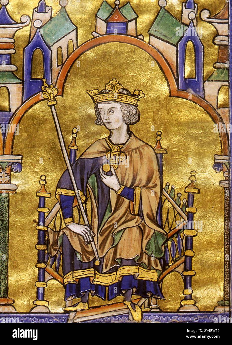 Louis IX. (1214-1270). Zeitgenössische Darstellung von König Ludwig IX. Von Frankreich aus der Bibel St. Louis, um 1230 Stockfoto