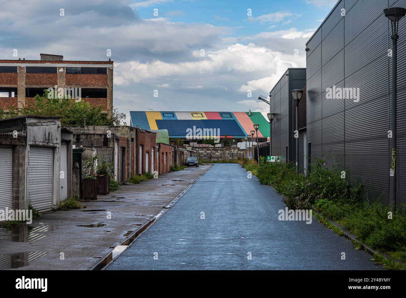 Anderlecht, Hauptstadt Brüssel, Belgien, 16. September 2024 The Biestebroekkaai, eine Industriestraße Stockfoto